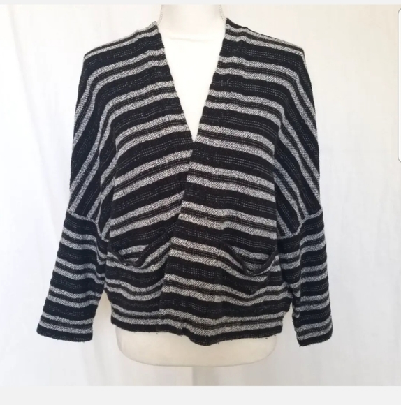 Madewell Navy Blue White Striped Upbeat Cardigan Top XS S Knit Long Sleeve - Picture 2 of 7